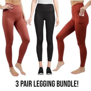 nwt 90 Degree By Reflex Workout Leggings 3 Pair Bundle Black Leopard Red